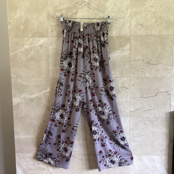 Madewell Strapless Jumpsuit NWT Floral Print Wide Leg Brunch Fall Layering Sz 00 - Picture 6 of 10